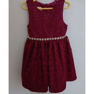 American Princess Dress Special Fancy Burgundy Wine Rhinestones Lace Size 6